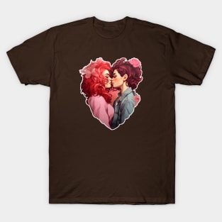 Lesbian couple in heart T-Shirt